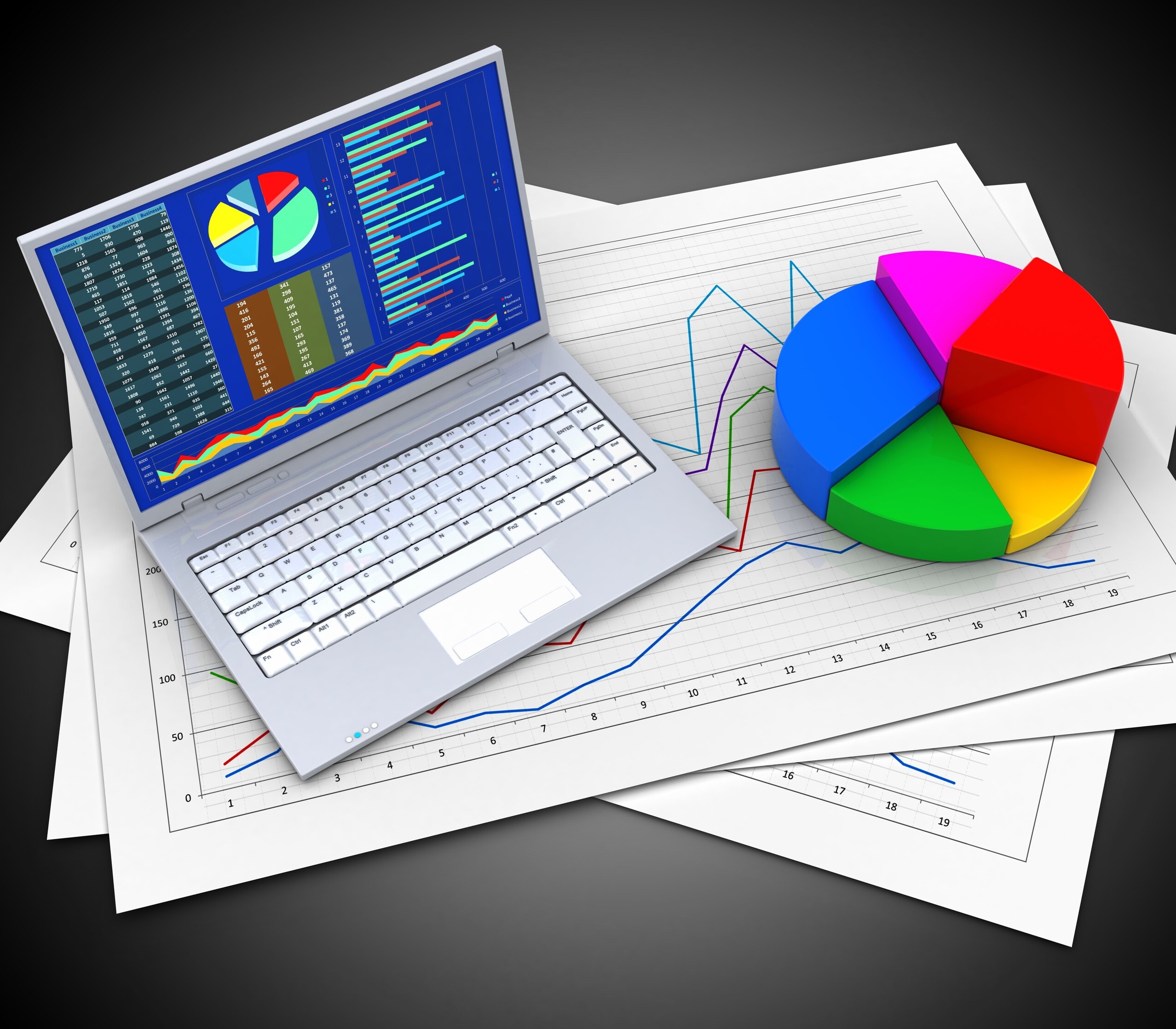 Laptop with circle graph